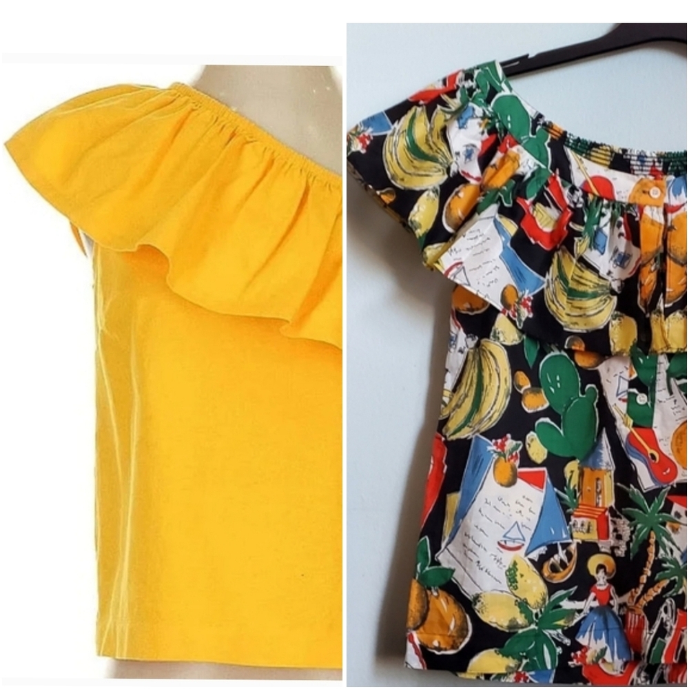 J. Crew 2-Piece Ruffle Top Bundle, 2-piece Tropical Top